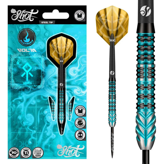 Shot Alchemy Volta Steel Tip Dart Set-90% Tungsten Barrels-25gm
