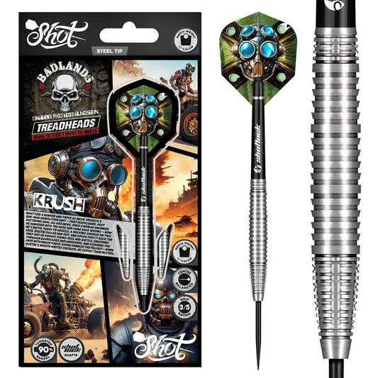 Shot Badlands Krush Steel Tip Dart Set-90% Tungsten Barrels-28gm