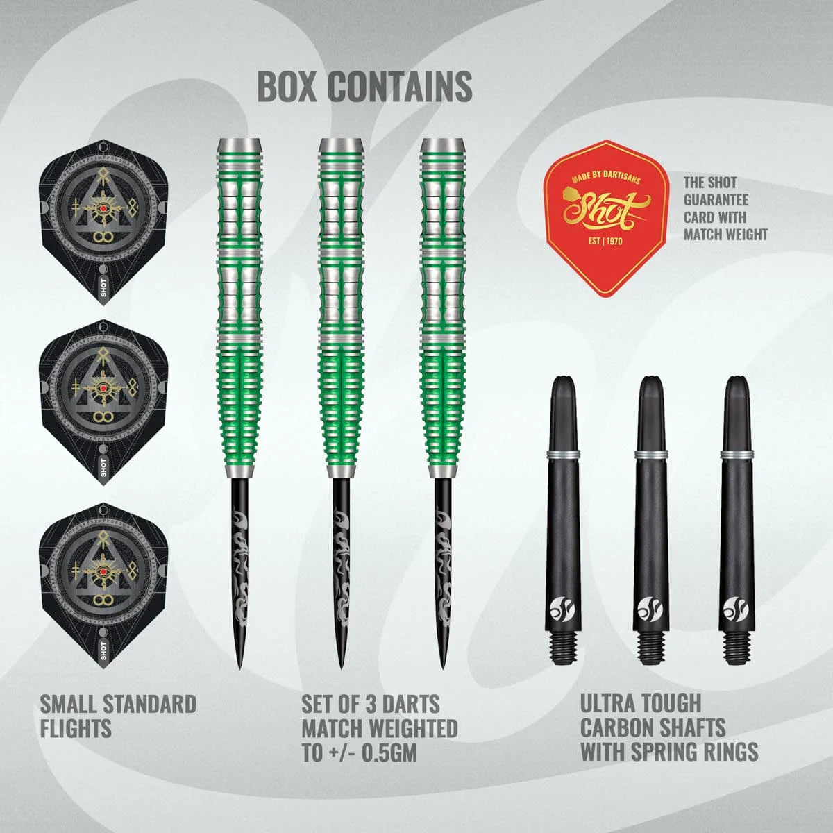 Shot Alchemy Mythril Steel Tip Dart Set-90% Tungsten Barrels-24gm