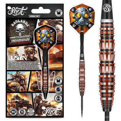 Shot Badlands Rustin Steel Tip Dart Set-90% Tungsten Barrels-25gm