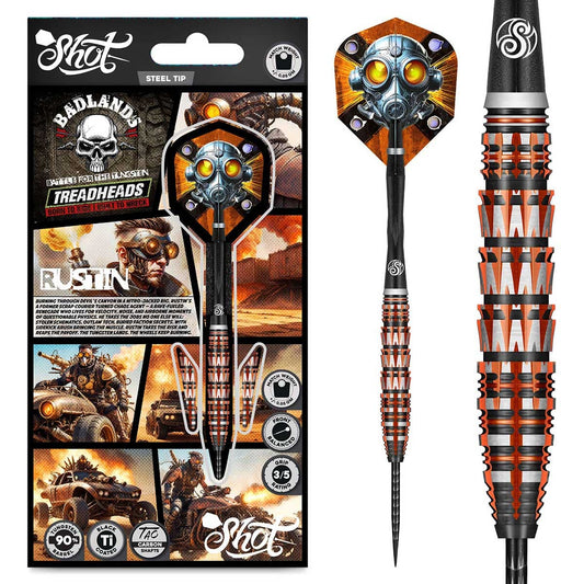 Shot Badlands Rustin Steel Tip Dart Set-90% Tungsten Barrels-25gm