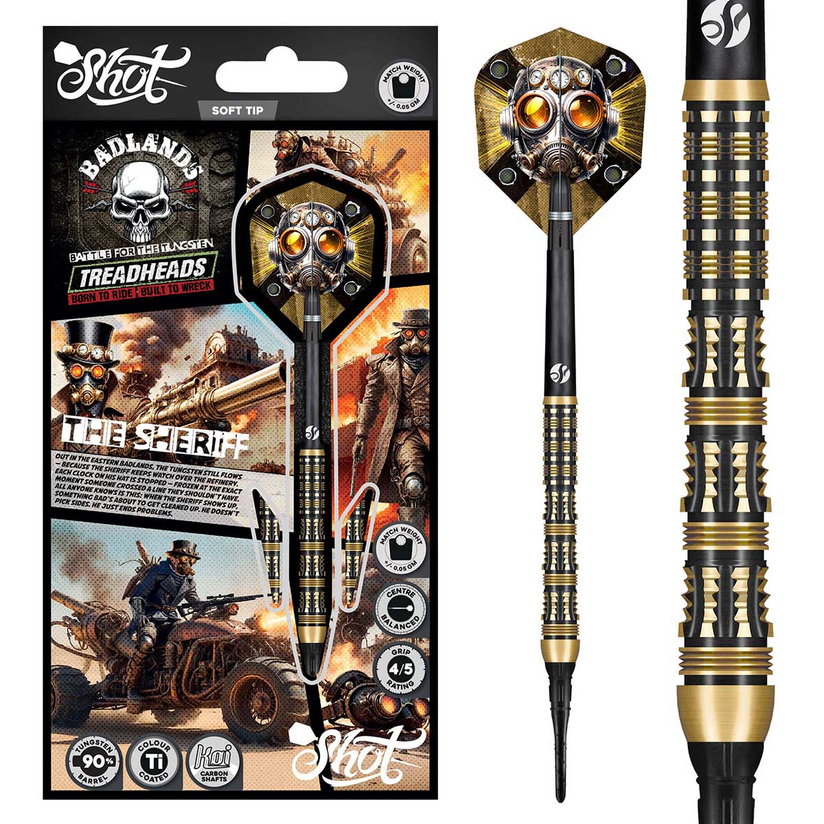 Shot Badlands The Sheriff Soft Tip Dart Set-90% Tungsten-20gm
