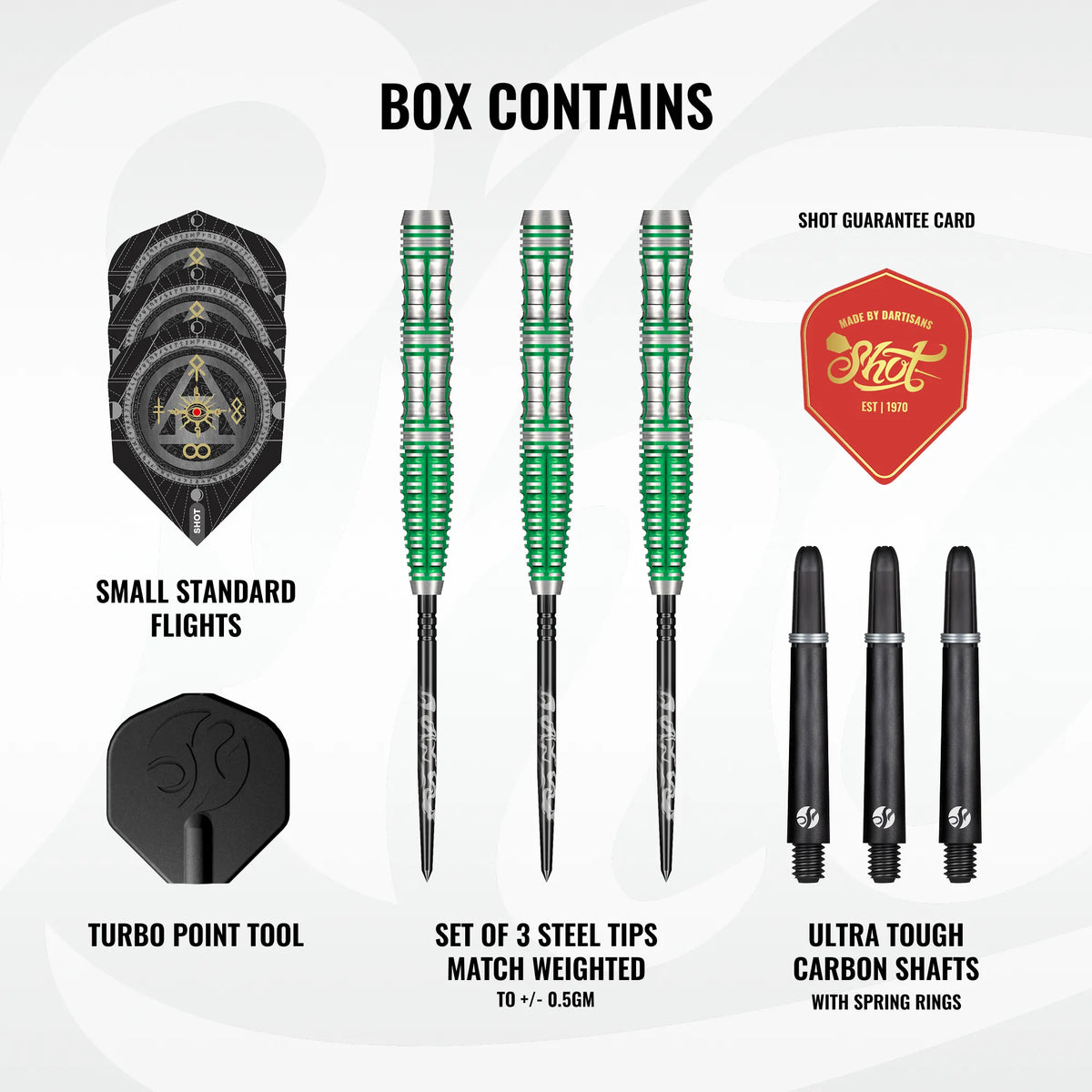 Shot Alchemy Mythril Turbo Point Steel Tip Dart Set-90% Tungsten Barrels - 25gm