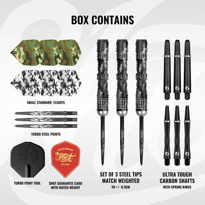 Shot Camo Longshot Turbo Point Steel Tip Dart Set-95% Tungsten Barrels - 23gm
