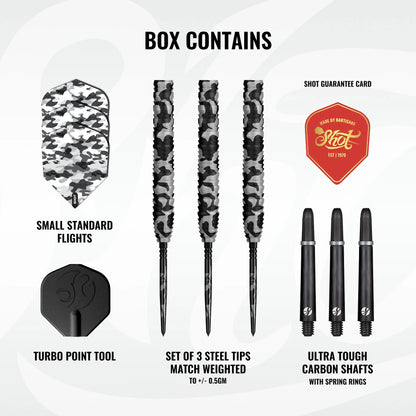 Shot Camo Polar Turbo Point Steel Tip Dart Set-90% Tungsten Barrels - 24gm