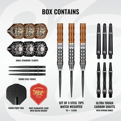 Shot Gnarly Gnasha Steel Tip Dart Set-95% Tungsten Barrels-23gm