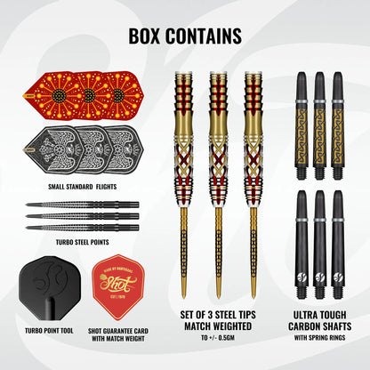 Shot Goths Alaric Turbo Point Steel Tip Dart Set-95% Tungsten Barrels-24gm