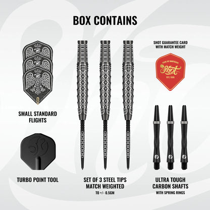 Shot Goths Wulfaz Turbo Point Steel Tip Dart Set-90% Tungsten Barrels-23gm