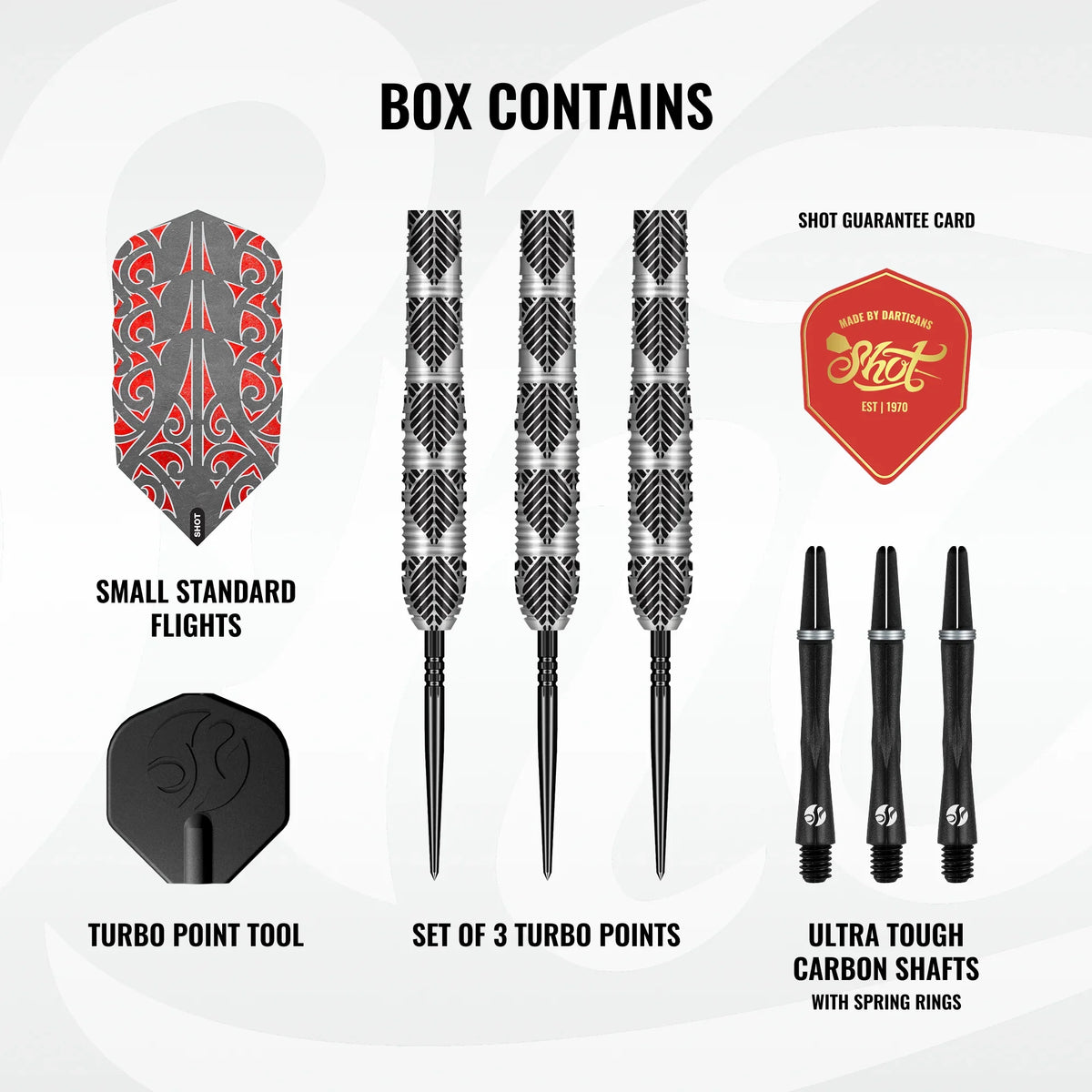Shot Warrior Awe Turbo Point Steel Tip Dart Set-90% Tungsten Barrels-22gm