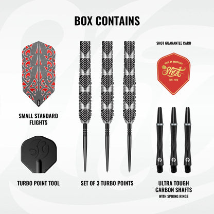 Shot Warrior Awe Turbo Point Steel Tip Dart Set-90% Tungsten Barrels-22gm