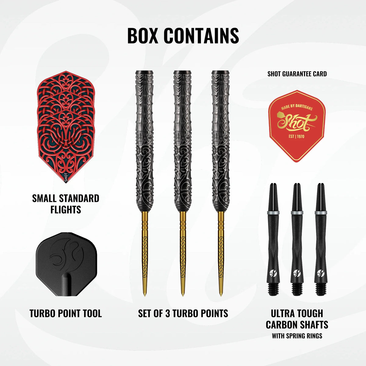 Shot Warrior Kapene Turbo Point Steel Tip Dart Set-90% Tungsten Barrels-23gm