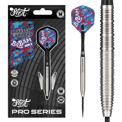 Shot Pro Series Bradley Brooks Gen 2 Steel Tip Dart Set-90% Tungsten Barrels-23gm