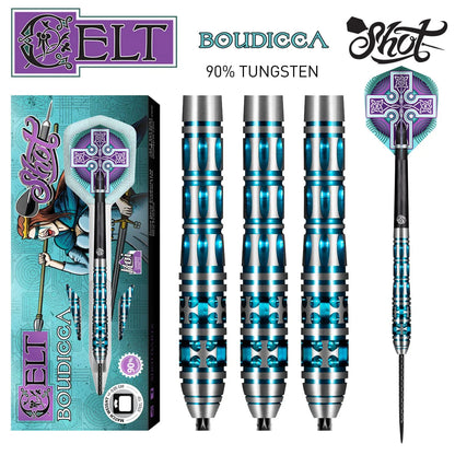 Shot Celt Boudicca Steel Tip Dart Set - 90% Tungsten 25gm