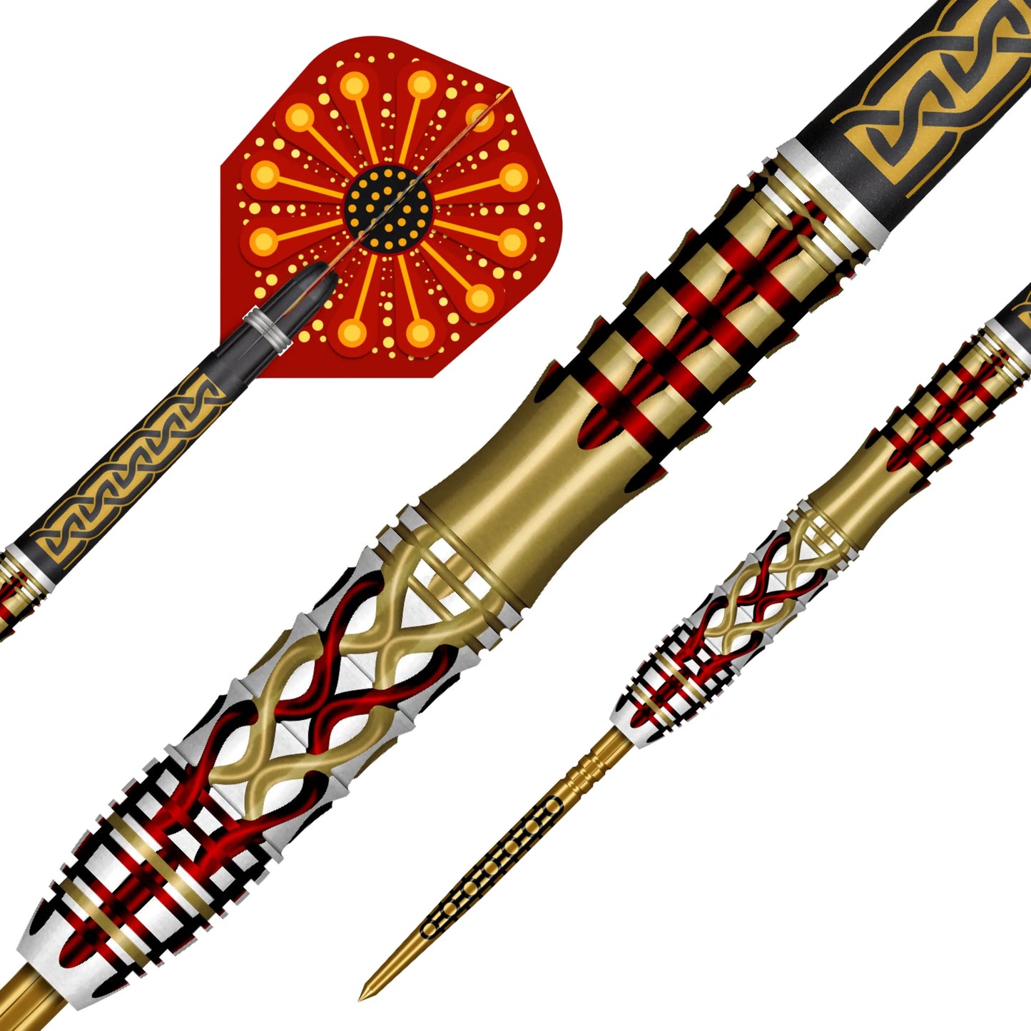 Shot Goths Alaric Turbo Point Steel Tip Dart Set-95% Tungsten Barrels-24gm