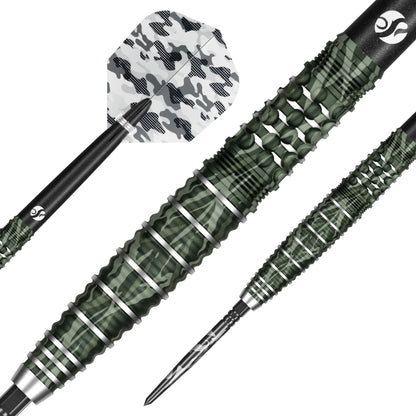 Shot Camo Ghillie Turbo Point Steel Tip Dart Set-90% Tungsten Barrels - 24gm