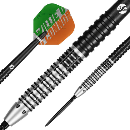 Shot Pro Series Willie O'Connor Magpie Turbo Point Steel Tip Dart Set-90% Tungsten Barrels - 24gm