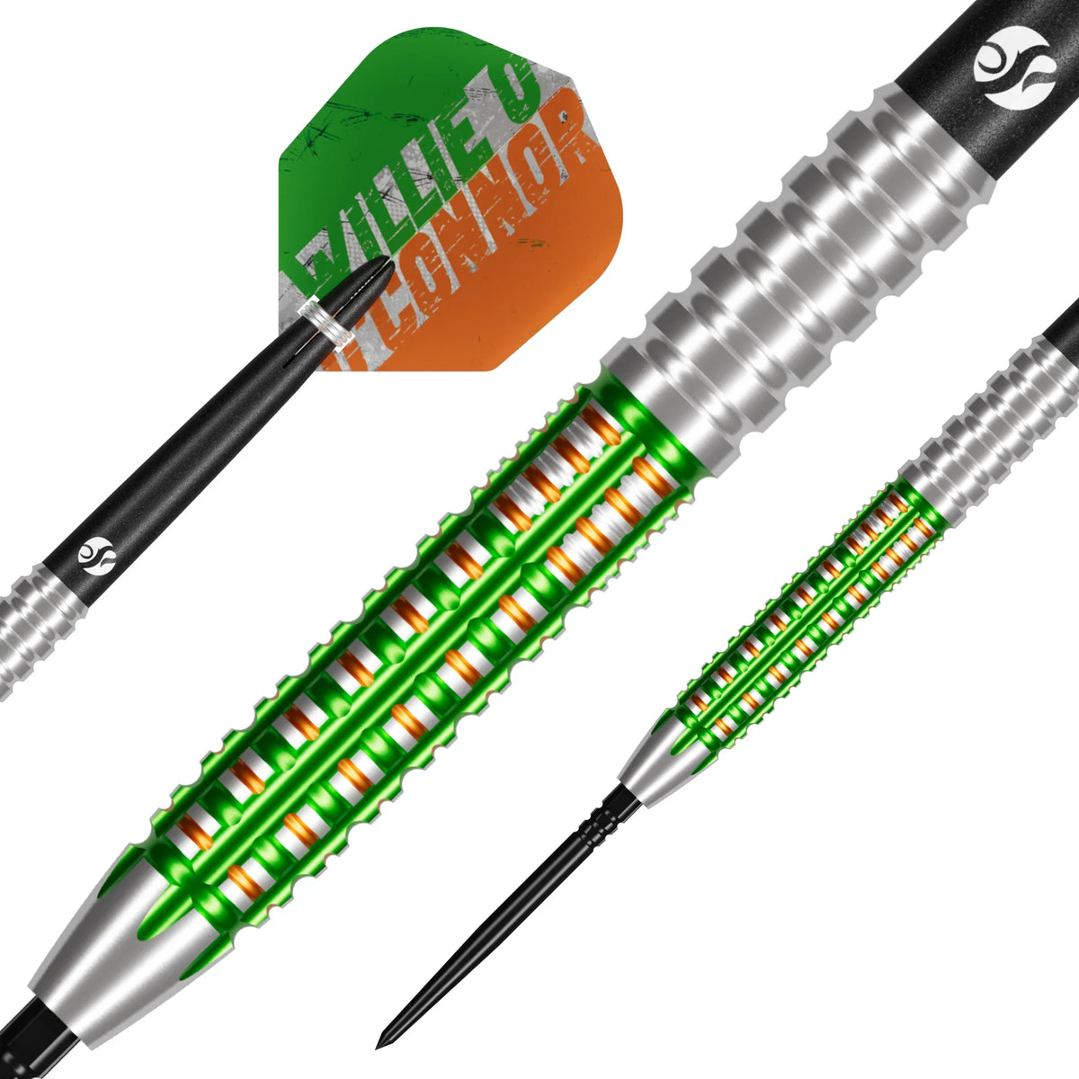 Shot Pro Series Willie O'Connor Turbo Point Steel Tip Dart Set-90% Tungsten Barrels - 23gm