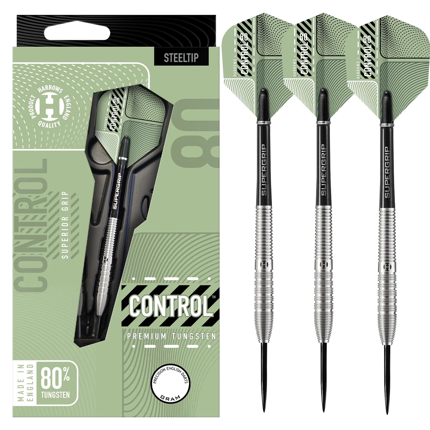 Harrows Control - Steel Tip Darts - 80% Tungsten - 23g Tapered