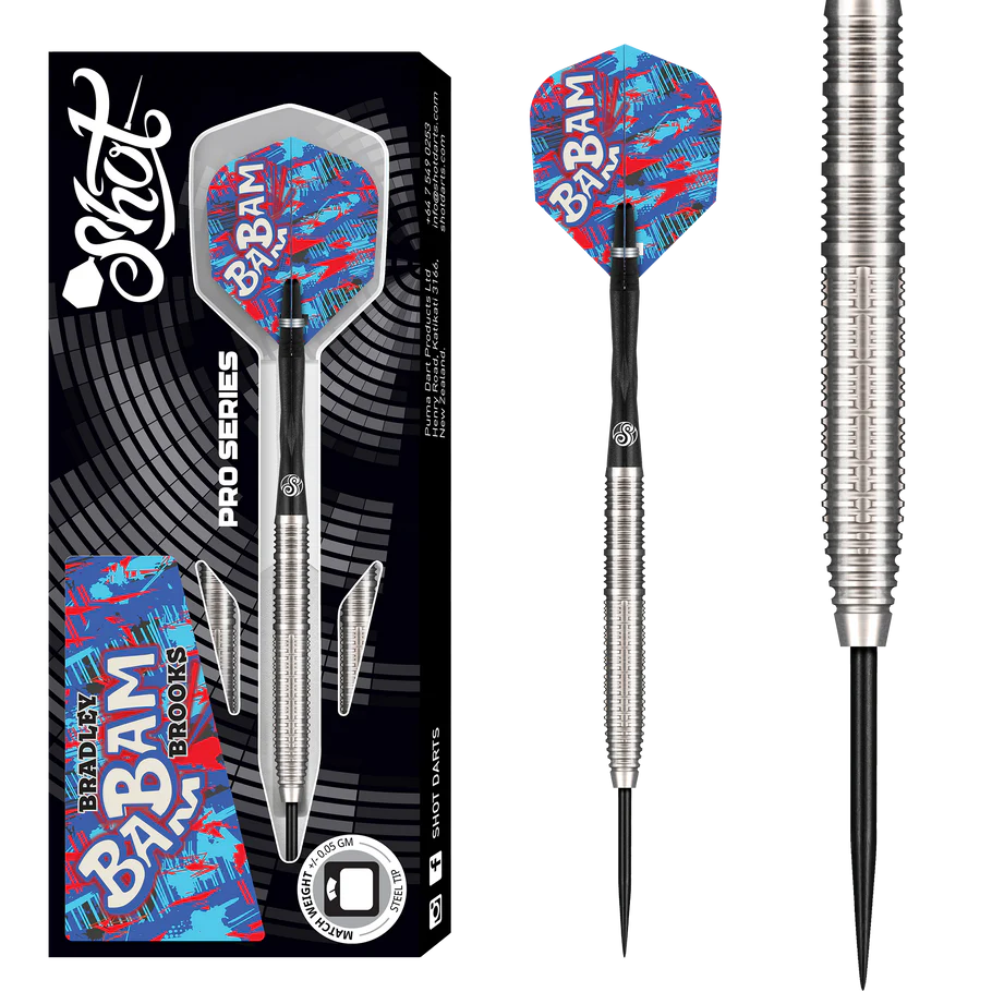 Shot Pro Series Bradley Brooks Gen 2 Steel Tip Dart Set-90% Tungsten Barrels-23gm