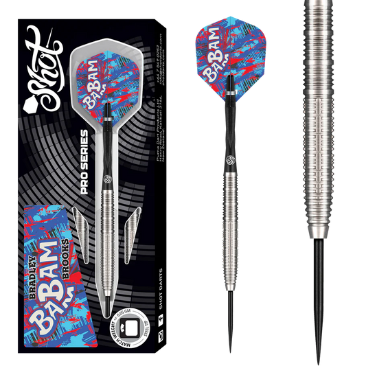 Shot Pro Series Bradley Brooks Gen 2 Steel Tip Dart Set-90% Tungsten Barrels-26gm