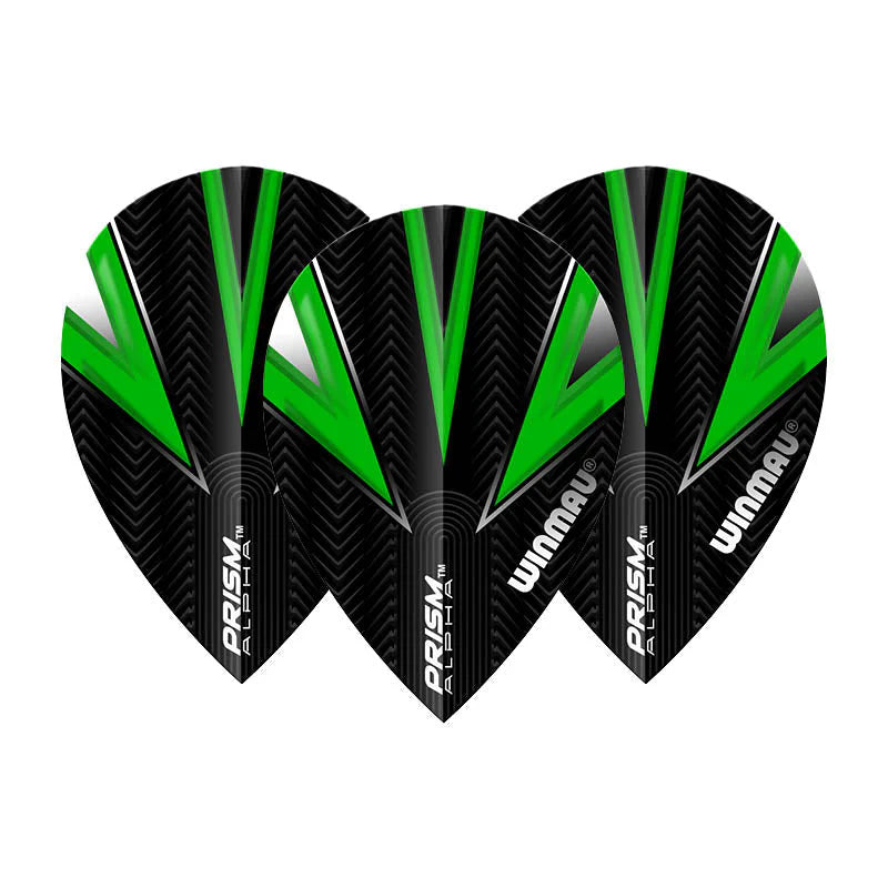 Winmau Prism Alpha Dart Flights - Pear Black with Green V