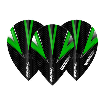 Winmau Prism Alpha Dart Flights - Pear Black with Green V