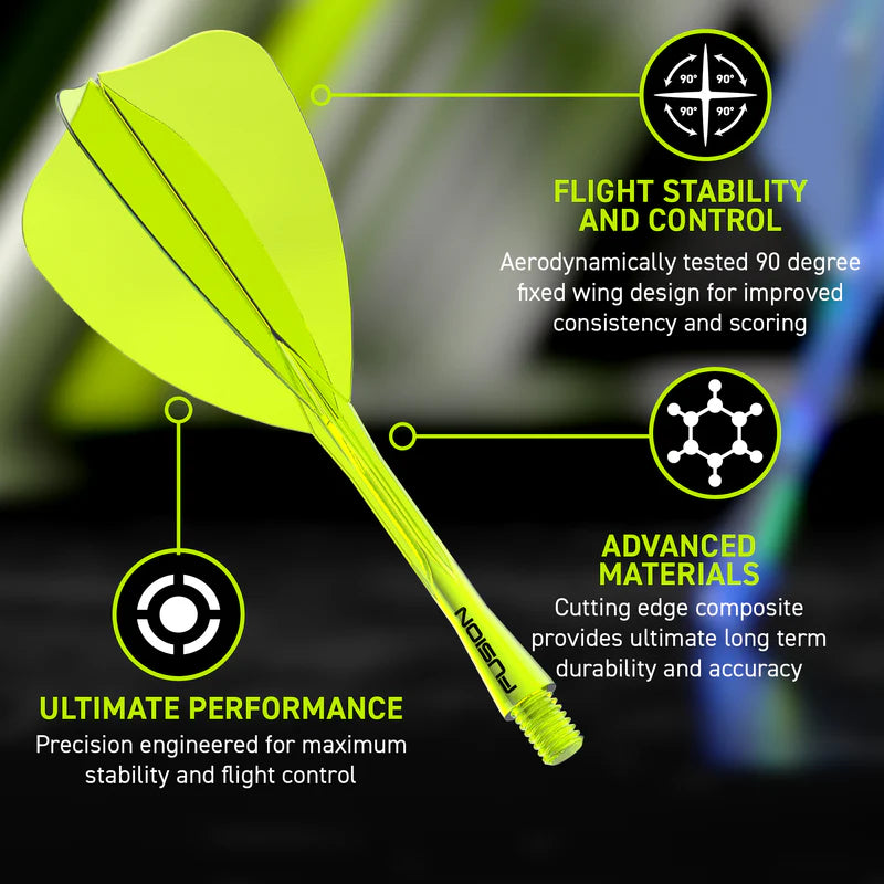 Winmau Fusion Integrated Flight & Shaft Arrow - Intermediate - Transparent Yellow
