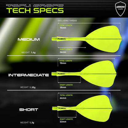 Winmau Fusion Integrated Flight & Shaft Arrow - Intermediate - Transparent Yellow