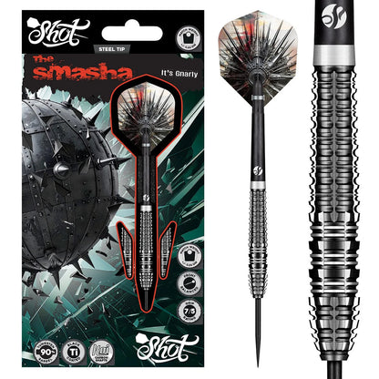 Shot Gnarly Smasha Steel Tip Dart Set-90% Tungsten Barrels-24gm