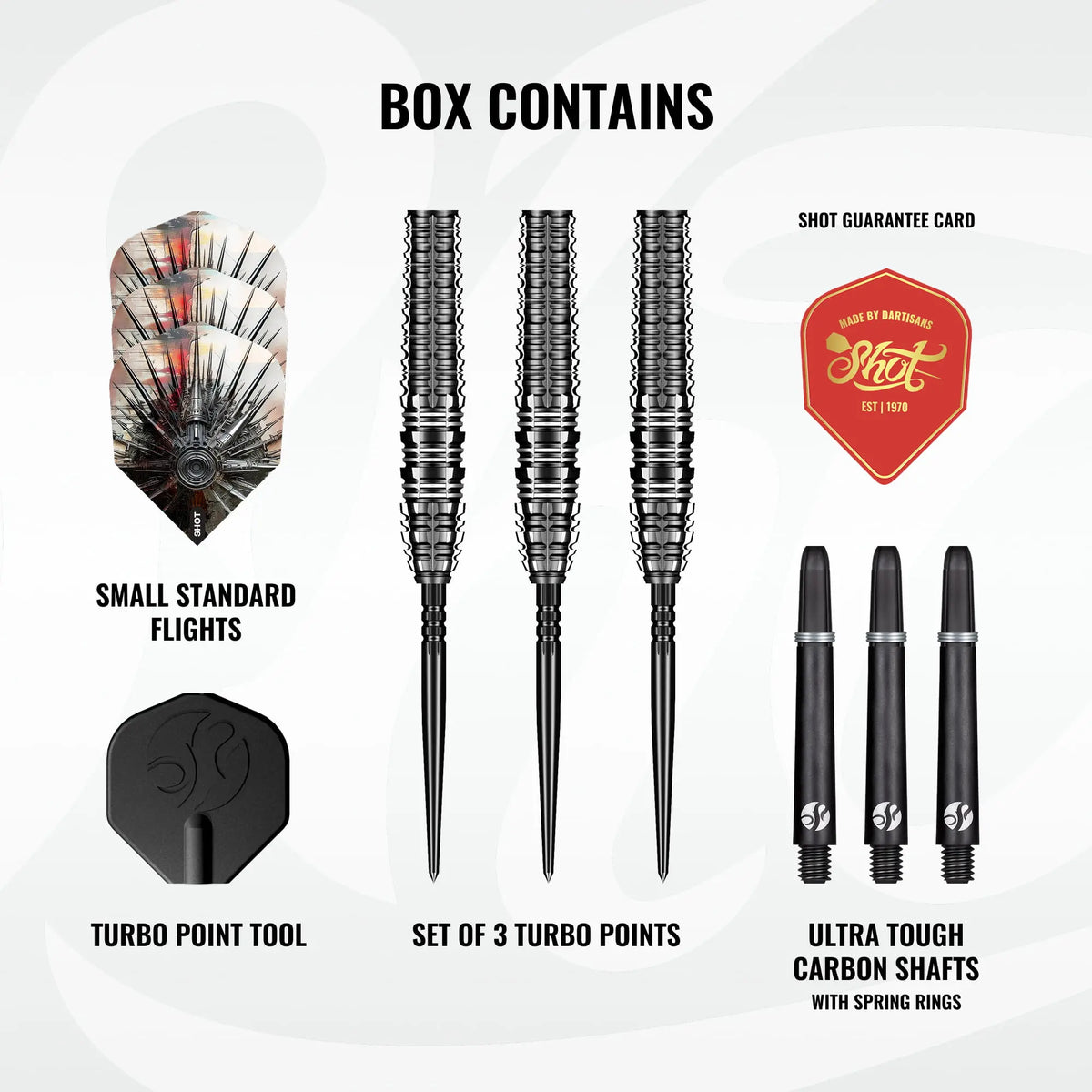Shot Gnarly Smasha Turbo Point Steel Tip Dart Set-90% Tungsten Barrels-26gm
