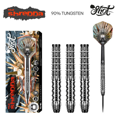 Shot Gnarly Shredda Steel Tip Dart Set-90% Tungsten Barrels-30gm