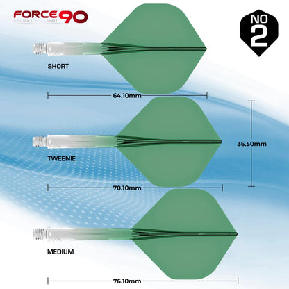 Mission Force 90 - Molded Flight & Shaft System - Gradient - Transparent Green - Standard No2 - Medium