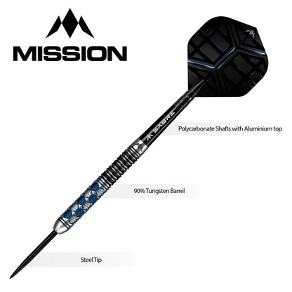 MISSION HEXON DARTS - STEEL TIP - 90% - BLUE PVD 21g