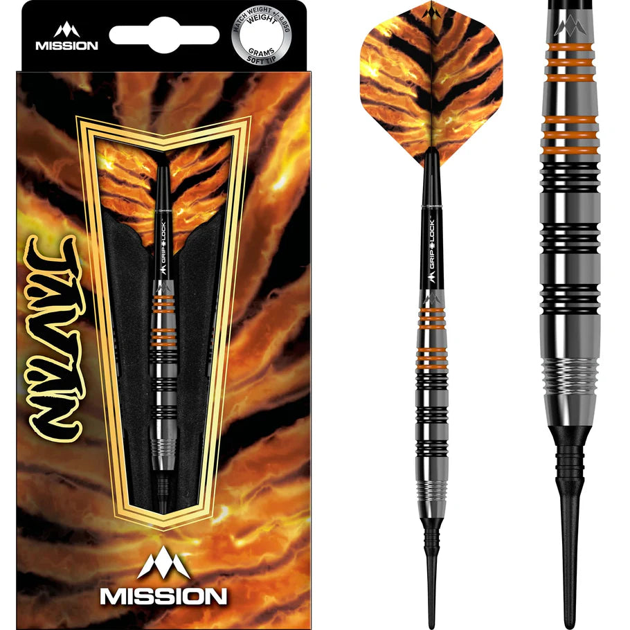 Mission Javan Soft Tip Darts - Brass Silver Coated - 18gm