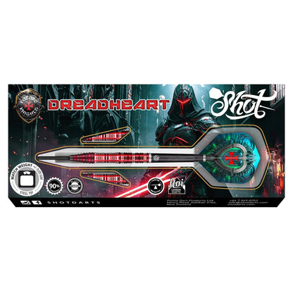 Shot Future Knights Dreadheart Steel Tip Dart Set-90% Tungsten Barrels-25gm