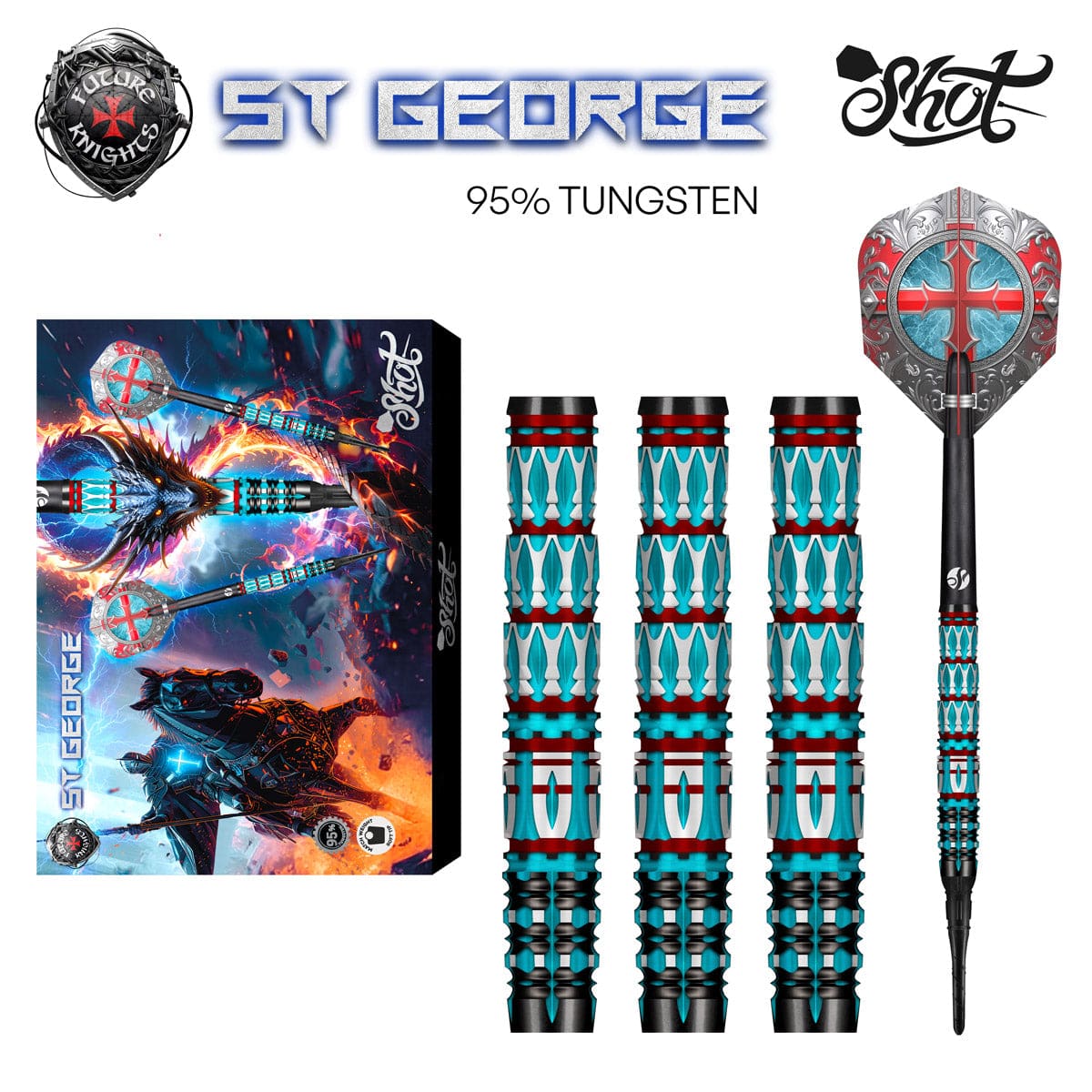 Shot Future Knights St George Soft Tip Dart Set-95% Tungsten-20gm