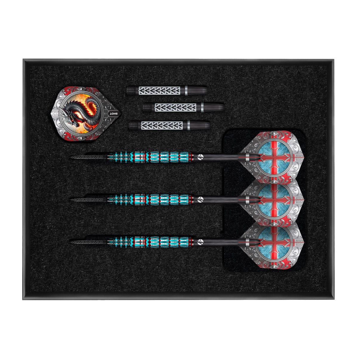 Shot Future Knights St George Steel Tip Dart Set-95% Tungsten Barrels-25gm
