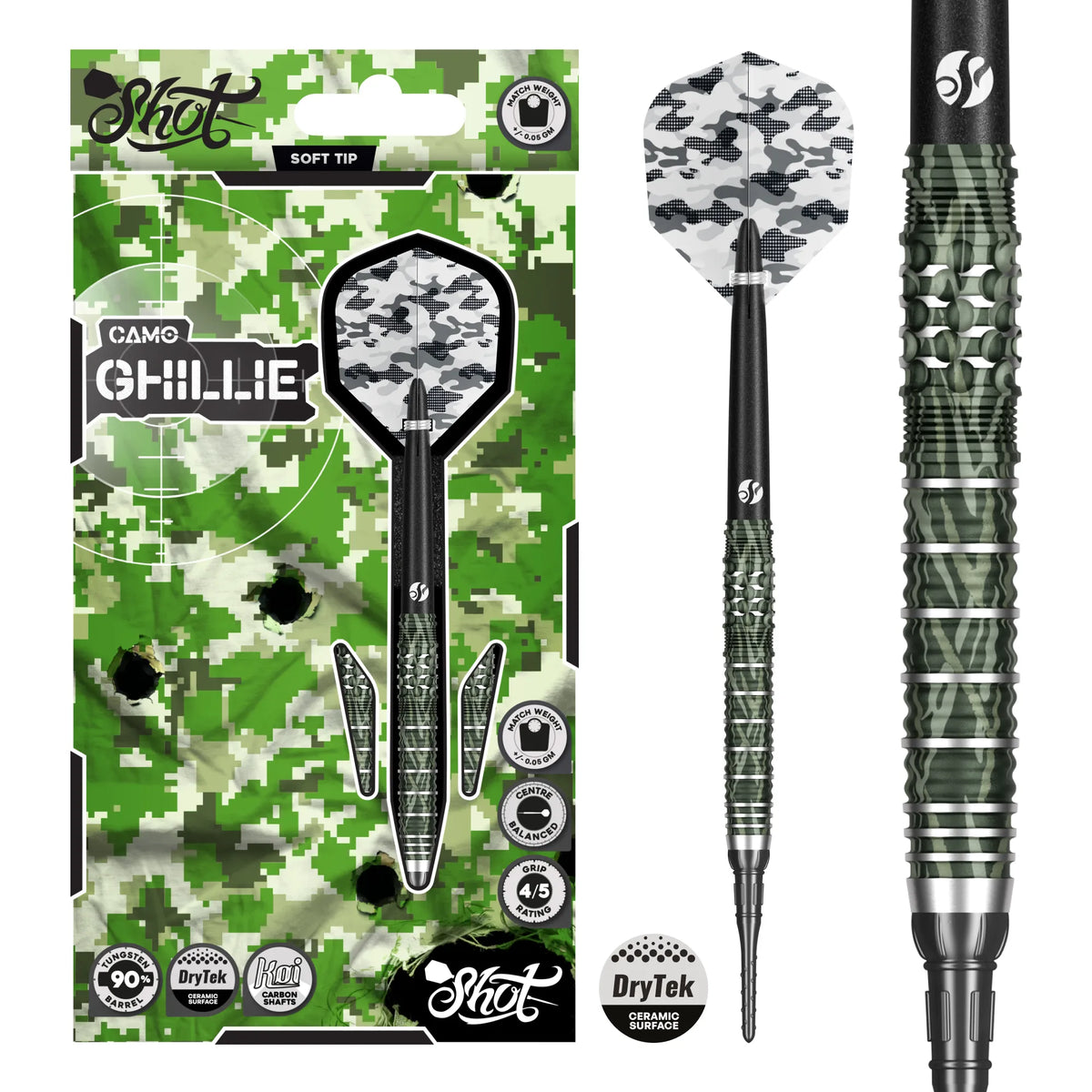 Shot Camo Ghillie Soft Tip Dart Set-90% Tungsten - 20gm