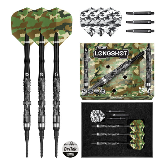 Shot Camo Longshot Soft Tip Dart Set - 95% Tungsten - 20gm
