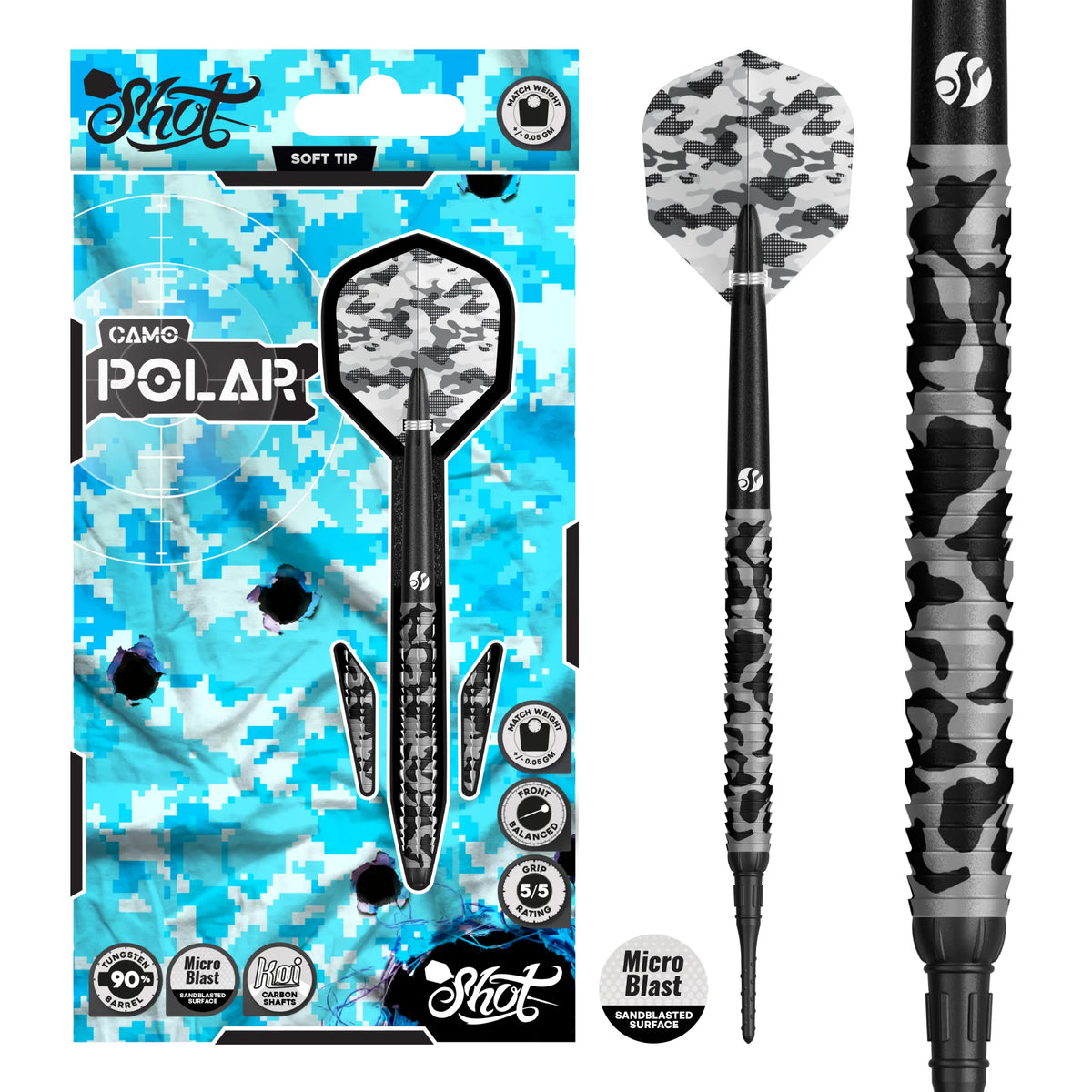 Shot Camo Polar Soft Tip Dart Set-90% Tungsten - 20gm