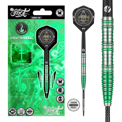 Shot Alchemy Mythril Turbo Point Steel Tip Dart Set-90% Tungsten Barrels - 25gm
