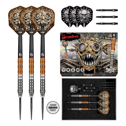 Shot Gnarly Gnasha Steel Tip Dart Set-95% Tungsten Barrels-25gm