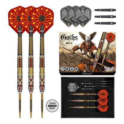 Shot Goths Alaric Turbo Point Steel Tip Dart Set-95% Tungsten Barrels-24gm