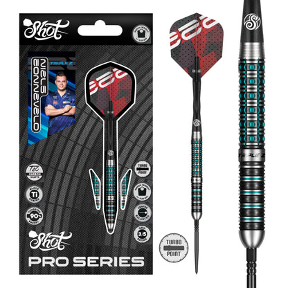 Shot Pro Series Niels Zonneveld Turbo Point Steel Tip Dart Set-90% Tungsten Barrels-23gm