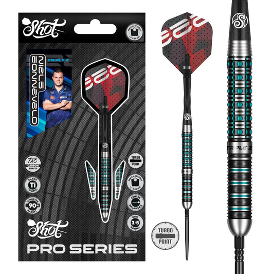 Shot Pro Series Niels Zonneveld Turbo Point Steel Tip Dart Set-90% Tungsten Barrels-23gm