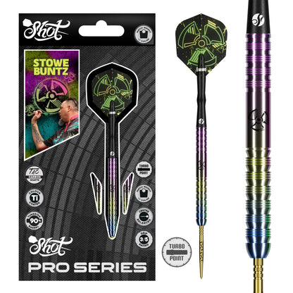 Shot Pro Series Stowe Buntz 3.0 Turbo Point Steel Tip Dart Set-90% Tungsten Barrels-23gm