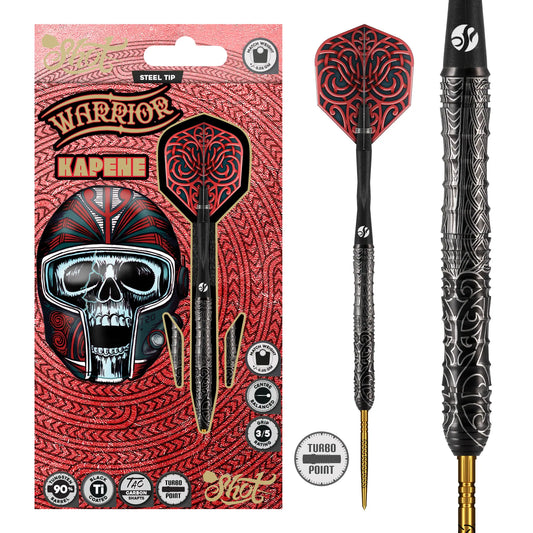 Shot Warrior Kapene Turbo Point Steel Tip Dart Set-90% Tungsten Barrels-25gm