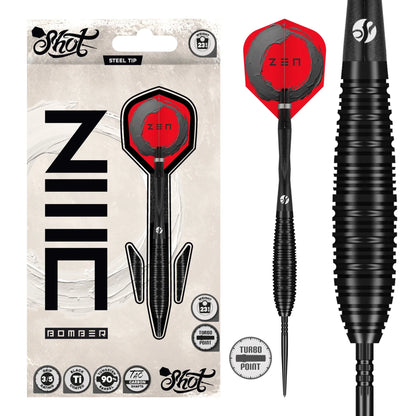 Shot Zen Bomber Turbo Point Steel Tip Dart Set-90% Tungsten Barrels-23gm