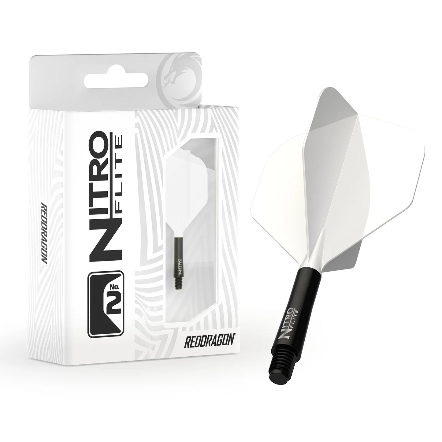 Red Dragon Nitro Flite Integrated Flight and Shaft System - No2 Medium White & Black