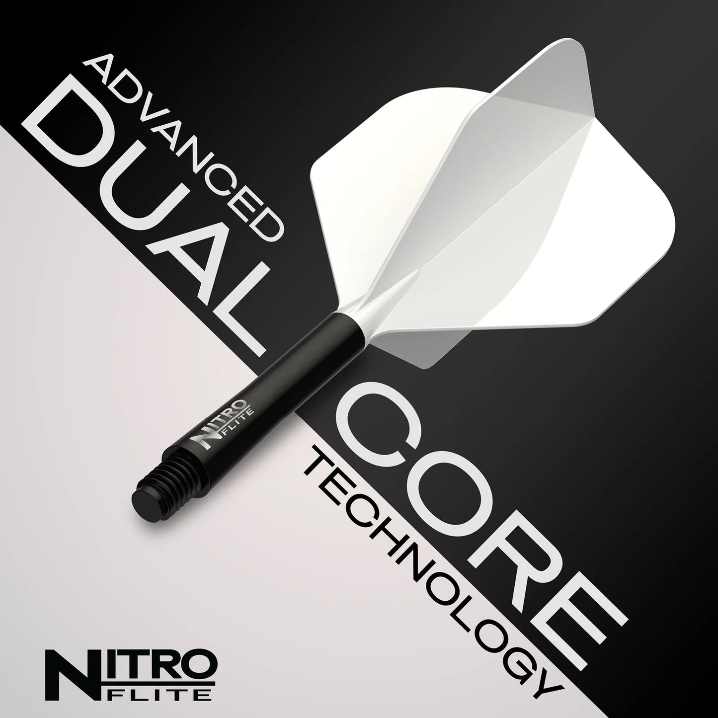 Red Dragon Nitro Flite Integrated Flight and Shaft System - No2 Short White & Black